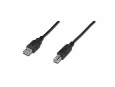 Digitus USB kábel A / samec na B-samec, 2x tienený, Meď, čierny, 5m