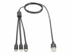 DIGITUS Cable 3-in-1 Cable USB-A to Lightning/MicroUSB/USB-C