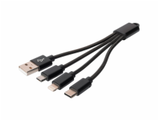 DIGITUS 3-in-1 Cable USB-A + Lightning + Micro USB + USB-C