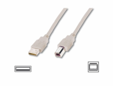 Digitus USB kábel A / samec na B-samec, 2x tienený, Meď, béžový, 5m