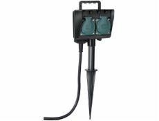 Brennenstuhl 2-way garden socket outlet with earth spike