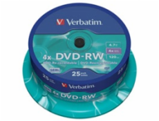 Médium Verbatim DVD-RW 4,7GB 4x spindle 25ks
