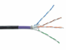 DIGITUS CAT 7 S-FTP venkovní instalační kabel, 1200 MHz PE, vnitřní Eca (LSZH-1), AWG 23/1, 1000 m buben, simplex, barva černá a f