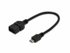 Digitus Adaptérový kabel USB 2.0, OTG, typ micro B - A , 0,2m