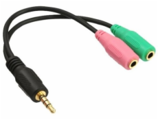 Redukce pro sluchátka a mikrofon 4pólový jack3,5 M-2xjack 3,5F, kabel 25 cm