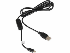 Kabel Raspberry USB-A/USB-B napájecí kabel s vypínačem