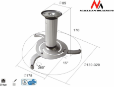 Maclean MC-515 Universal Ceiling Mount for Projector 10 kg