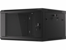 Lanberg wall-mounted installation rack cabinet 19   6U 600x600mm black (glass door)