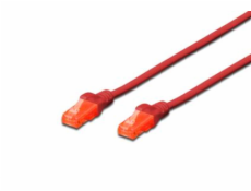 Digitus Ecoline Patch Cable, UTP, CAT 6e, AWG 26/7, červený 1m, 1ks