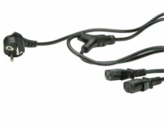 Kabel 220V rozdvojka na 2x PC 220V 3pin(F) 2m