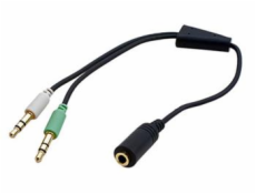 Redukce Roline audio 4pólový jack3,5(F) -> 2x jack 3,5(M), 39cm kabel