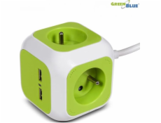 GreenBlue MagicCube Štvornásobná napájacia zásuvka, 2 USB vstupy 1,4 m GreenBlue GB118G nemecká verzia