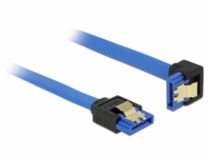Delock Cable SATA 6 Gb/s receptacle straight > SATA receptacle downwards angled 70 cm blue with gold clips 