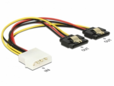 ""5,25""""-4Pin Stecker > 2x SATA 15Pin Buchse, Y-Kabel""