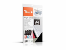 PEACH vazací zadní obaly,  A4 250gsm, černé, vysoký lesk, 25 ks