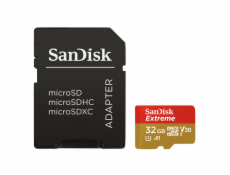 SanDisk MicroSDHC karta 32GB Extreme (100MB/s, Class 10 UHS-I V30, pro akční kamery) + adaptér