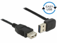 Kabel USB AM-AF 2.0 0.5m kątowy góra/dół Easy-USB Czarny 