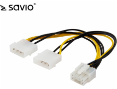 Elmak Molex X2-ATX/EPS 8-pin, 0,18 m, žltá (Savio AK-18) Kábel
