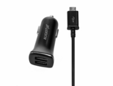 Aligator nabíječka do auta Turbo charge, 12/24 V, 2,4 A, microUSB, 2x USB výstup, černá