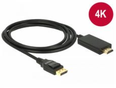 Delock Kabel Displayport 1.2 samec > High Speed HDMI-A samec pasivní 4K 2 m černý