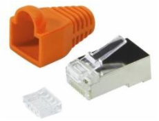 LogiLink RJ45 CAT.6 FTP zástrčka s krytom, oranžová 100 ks (MP0022O)