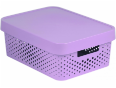 Curver Úložný box INFINITY 11l s víkem růžový puntíky