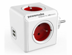 Zásuvka PowerCube ORIGINAL USB, Red, 4 rozbočka, 2x USB