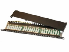 19 /0,5U Patch panel XtendLan 24port, STP, Cat6, 30µm, blok110, černý