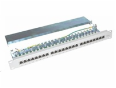 19  Patch panel XtendLan 24port, STP, Cat6, 30µm, duální svorkovnice, šedý
