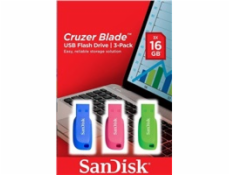 SanDisk Flash Disk 16GB Cruzer Blade (3-pack, 3x 16GB) USB 2.0, modrá, zelená, růžová