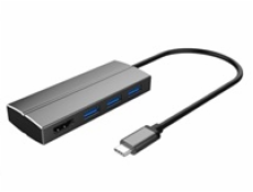 PREMIUMCORD Adaptér USB 3.1 Type-C male na HDMI female + 3x USB 3.0, aluminum
