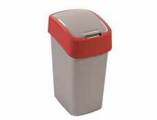 Curver odpadkový koš, FLIP BIN, stříbrný/červený, 9l