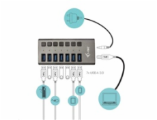 i-tec USB 3.0 nabíjecí HUB 7 Port + napájecí adaptér 36 W