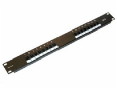 19  Patch panel XtendLan 16port, UTP, Cat5E, 30µm, duální svorkovnice, černý