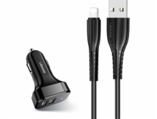 Usams nabíjačka USAMS Load. sám. 2xUSB C13 2,1A microUSB čierna / čierna NTU35MC13TZ