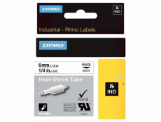 Dymo Rhino IND ORIGINAL teplom zmrštiteľná bužírka 6mm x 1,5m, čierna na biele, etiketa zmršťovacia bužírka