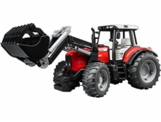 Bruder Traktor Massey Ferguson 7480 s čelným nakladačom, príves na drevo (02046)