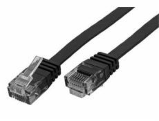 Patch kabel UTP cat 6, 20m plochý - černý
