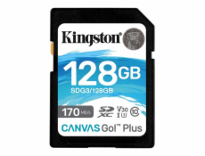 Kingston 128GB SecureDigital Canvas Go! Plus (SDXC) Card, 170R 90W Class 10 UHS-I U3 V30