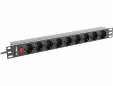 Lanberg POWER STRIP RACK PDU 19 LANBERG 1U 16A 9X SCHUKO 3M ČIERNA
