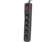 ARMAC Prepäťová ochrana ARC5, 5x zásuvka, FR, vypínač, 1,5 m, čierna