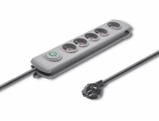 Qoltec Swift predlžovací kábel s 5 zásuvkami 1,8 m sivý (5901878502700)