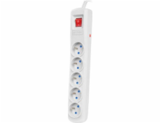 ARMAC prepäťová ochrana ARC5, 5x zásuvka, FR, vypínač, 5m, sivá