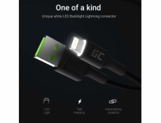 GREENCELL KABGC05 Cable Green Cell Ray USB-A - Lightning White LED 120cm s podporou pre Apple