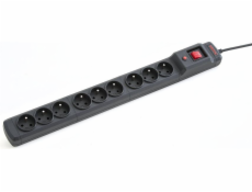 ARMAC prepäťová ochrana Multi M9, 9x zásuvka, FR, vypínač, 3m, čierna