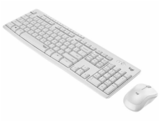 Logitech Silent Wireless Combo MK295, bezdrátová klávesnice + myš, DE, White