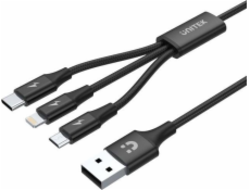 UNITEK C14049BK USB kábel 1,2 m USB 2.0 USB C Micro-USB B/Lightning Čierna