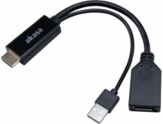 AKASA kabel  redukce HDMI na DisplayPort, with USB power cable 4K@60Hz, 25cm