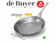 Ocelová pánev de Buyer, 5680.32, Mineral B PRO, ocel, nerez rukojeť a ouško, 32 cm