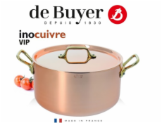 Hrnec de Buyer, 6447.20, INOCUIVRE, měděný, s poklicí, 2 nýtovaná ouška z mosazi, vhodné pro všechny varné desky kromě indukce, průměr 20 cm, objem 3,5 L, výška 10 cm
